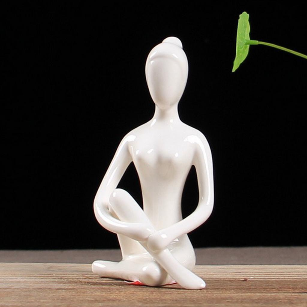 4x Ceramic Yoga Figure Ornament Statue Sculpture for  Desk Decor