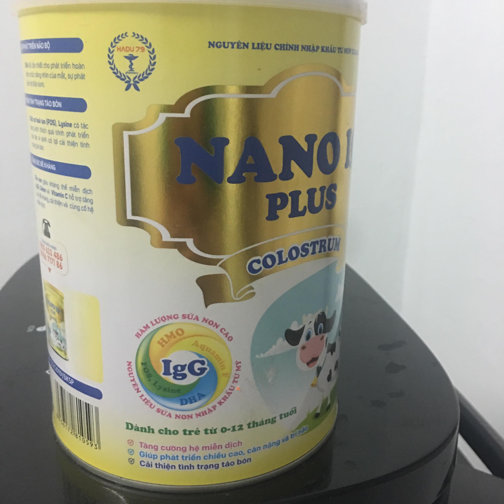 Sữa Bột NANO IQ PLUS COLOSTRUM Tăng Đề Kháng Tăng Cân Cho Bé Dưới 12 Tháng Lon 900g