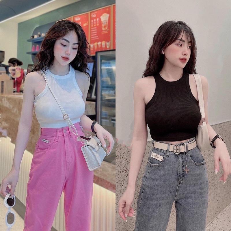 Áo ba lỗ croptop trơn nhiều màu ( len tăm )