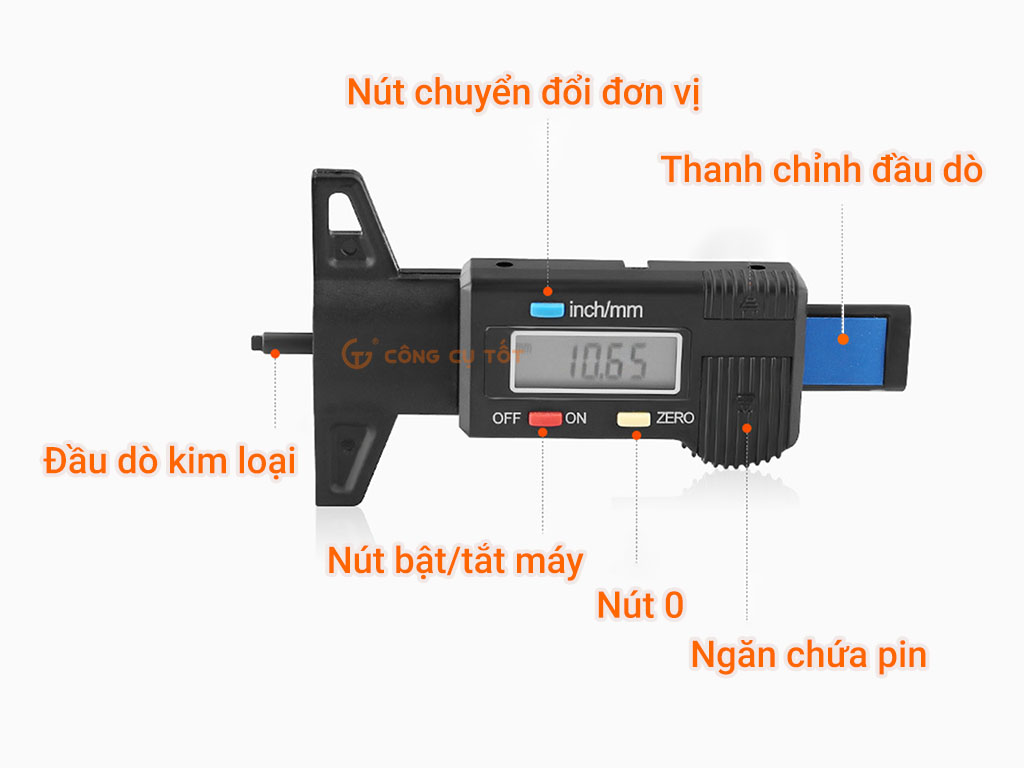 Dụng cụ Đo Độ Sâu Điện Tử Cho Lốp Xe