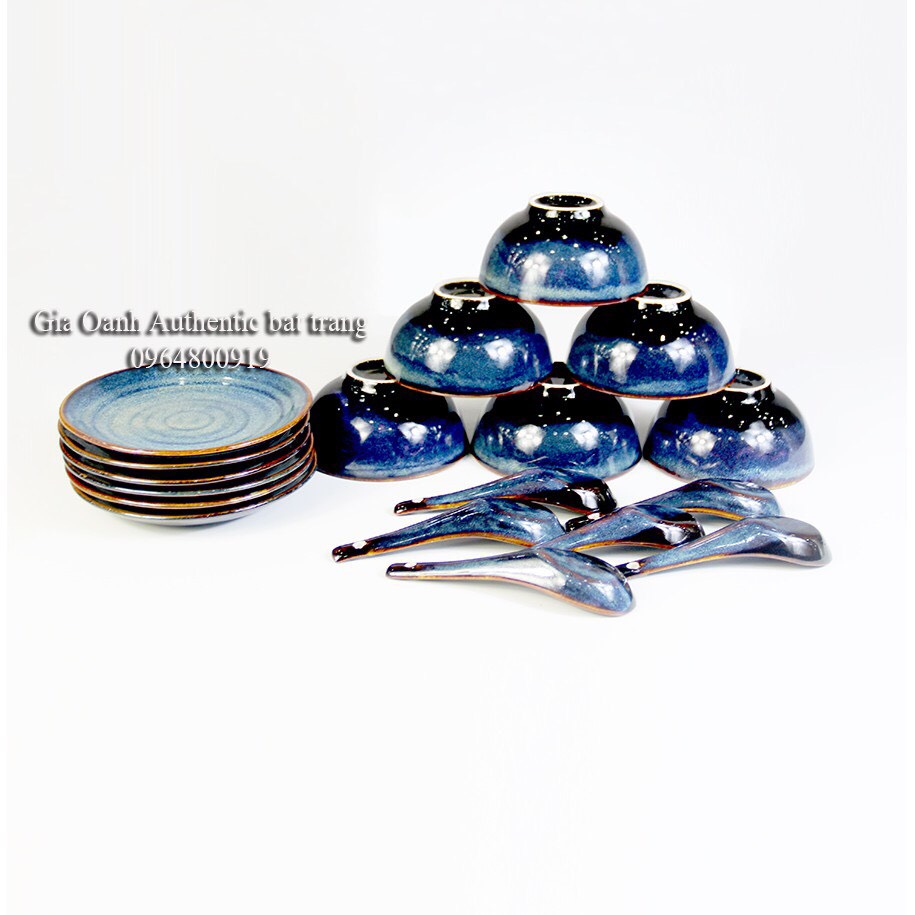 XỊN XÒ-Bộ đồ ăn CAO CẤP men xanh hỏa biến - Chuyên dùng cho nhà hàng khách sạn 5 sao-Gốm sứ Gia Oanh authentic Bat tràng