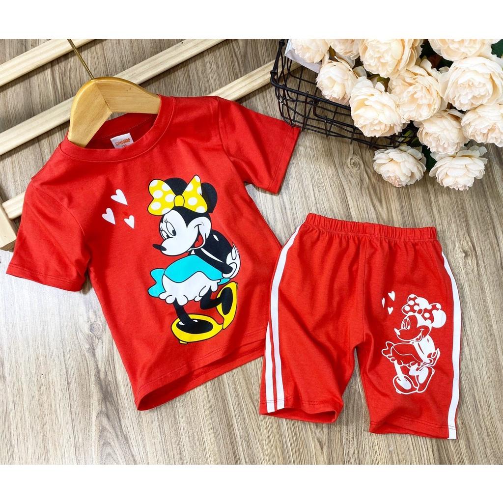 SALE HOT Bộ ngố cotton màu in hình siêu đẹp cho bé gái 9 đến 24kg - Bộ quần áo trẻ em