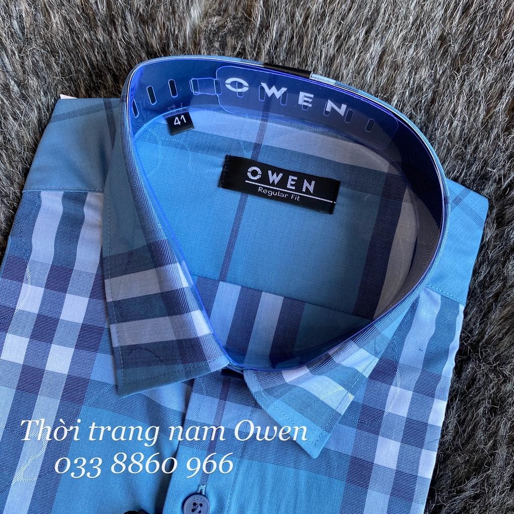 OWEN - Áo sơ mi dài tay Owen regular fit chất sợi tre kẻ ca rô xanh - Áo sơ mi nam dài tay kẻ ca rô