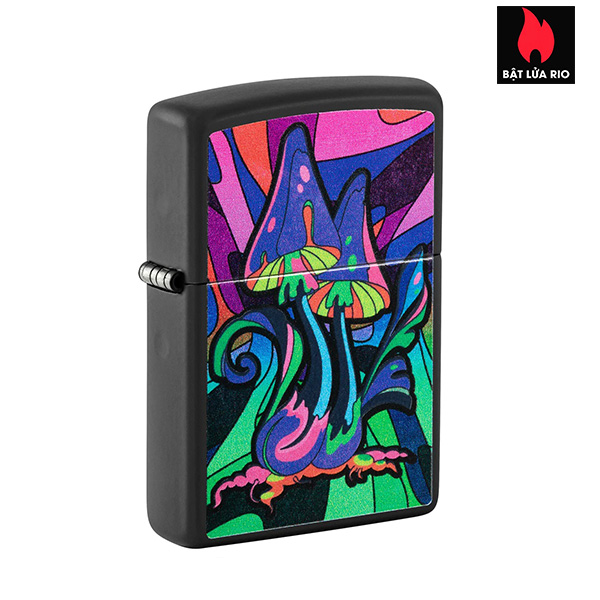 Bật Lửa Zippo 48386 – Zippo Black Light Trippy Mushroom Black Matte