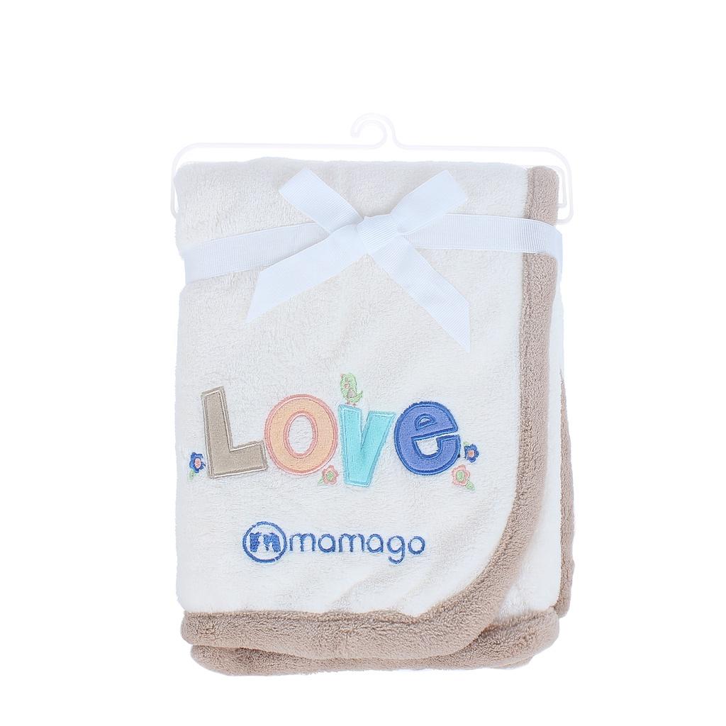 Chăn bông Mamago thêu chữ LOVE MM04 màu trắng sữa