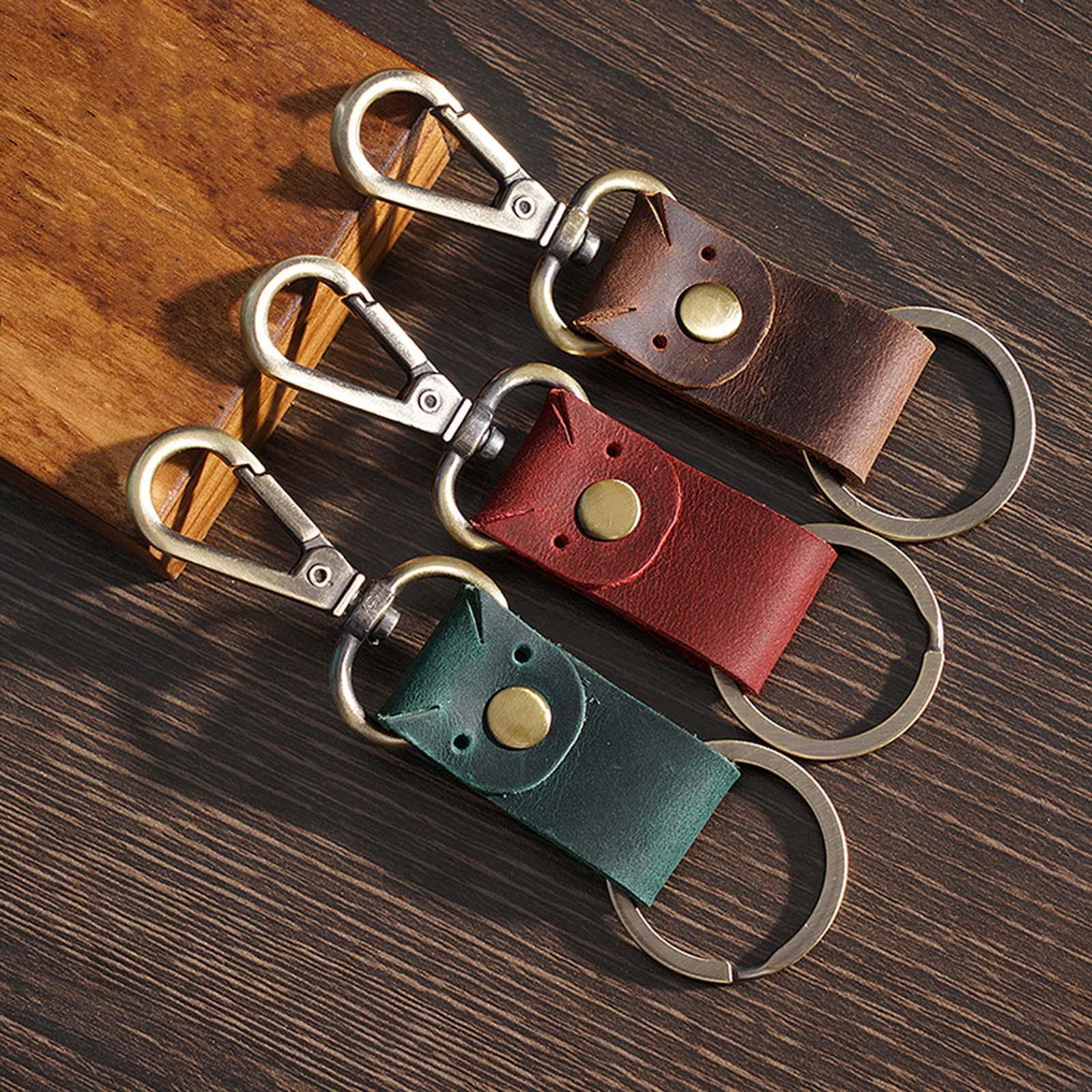 Leather Keychain Key Ring Unisex Business Key Chain Ring Fob