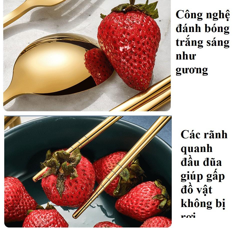 Bộ muỗng và đũa bằng INOX 304 cao cấp, dụng cụ du lịch, cơm trưa văn phòng kèm hộp tiện dụng