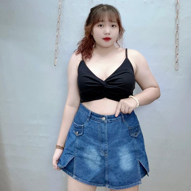 Áo dây bigsize cúp xoắn kiểu không mút đệm, Áo bra hai dây chất gân tăm cho nàng Chuppy 60-92kg G117 - Đen