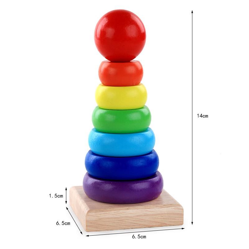 Tháp thả khối xếp chồng 7 khối cầu vồng - đồ chơi giáo dục đồ chơi phát triển trí tuệ cho bé