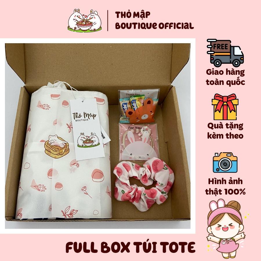 Túi Tote Vải Canvas Thiết Kế Cao Cấp By Thỏ Mập, Hộp Fullbox, Có Khóa Kéo, Vải Dày, Lớp Lót và Ngăn Nhỏ Thỏ Mập