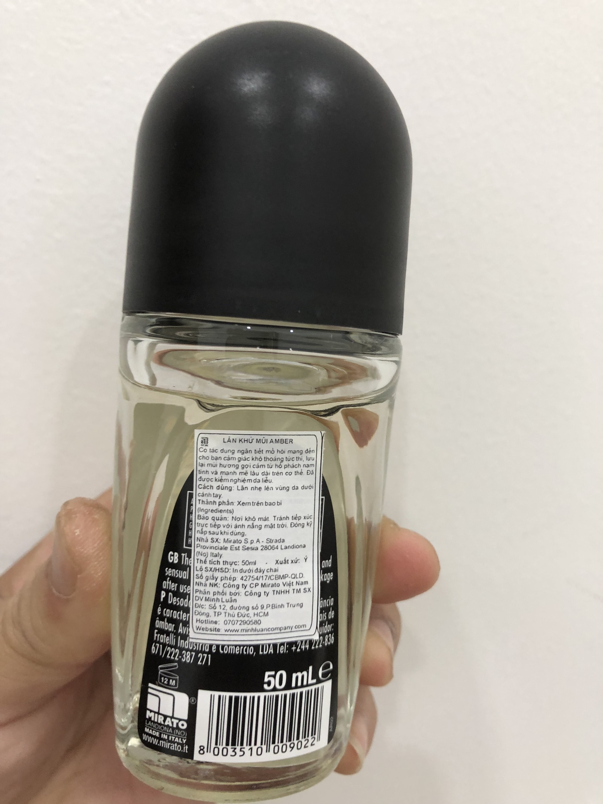 Lăn nách khử mùi nam, ngăn tiết mồ hôi hương hổ phách Malizia 50 ml nhập khẩu Italia