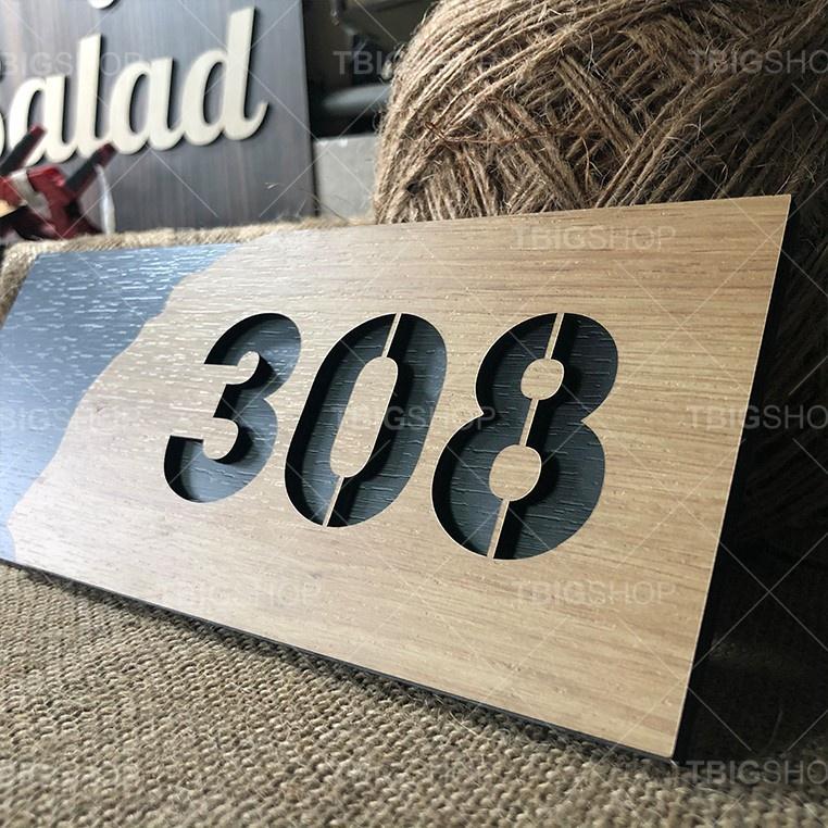 Bảng số phòng, số nhà bằng gỗ cắt laser 25x10cm