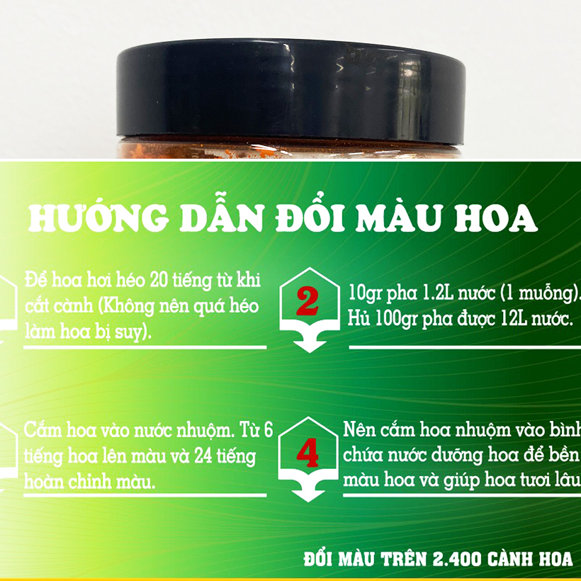 BỘT NHUỘM HOA TƯƠI GIÚP ĐỔI MÀU HOA CẮT CÀNH (HỦ 110GR)