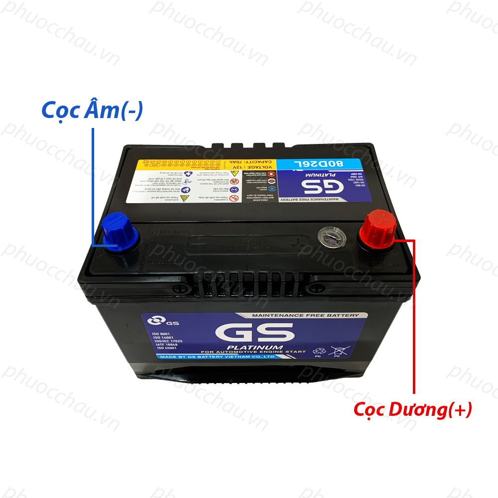 Bình Ắc Quy 12V-70Ah, Ắc Quy Ô Tô GS MF  80D26L/R