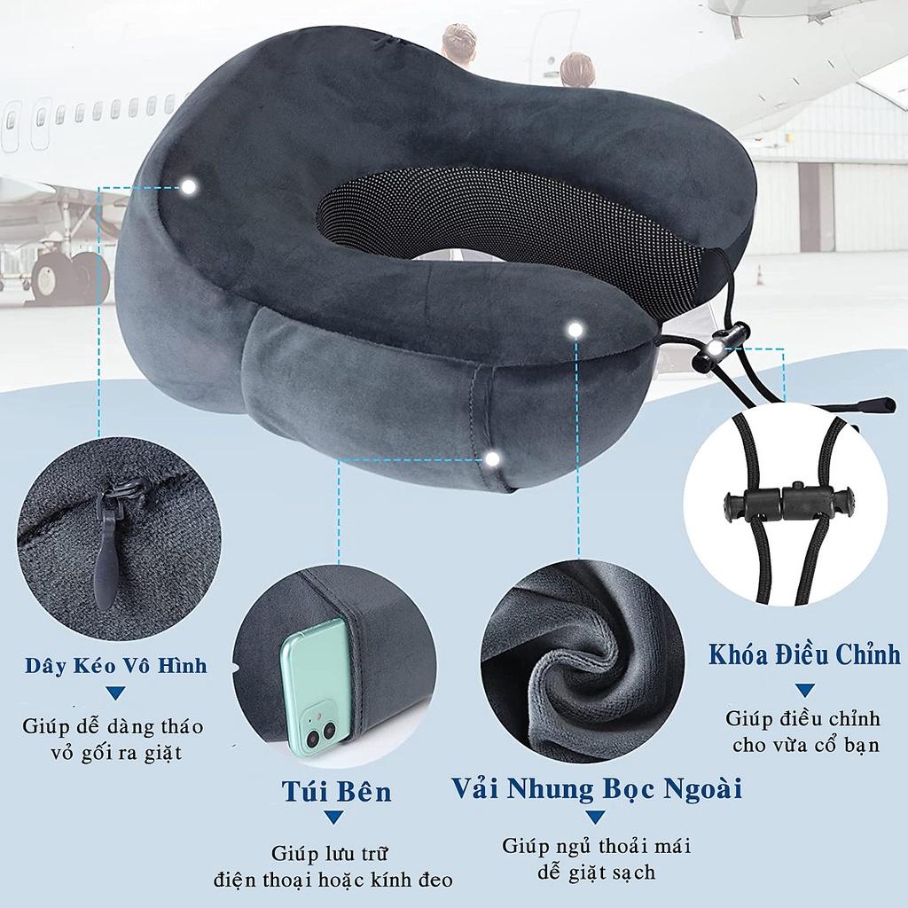 Gối Ngủ Văn Phòng Du Lịch Chữ U Tặng Kèm Bịt Mắt, Bịt Tai Chống Mỏi Chất Liệu Memory Foam - Hãng dododios