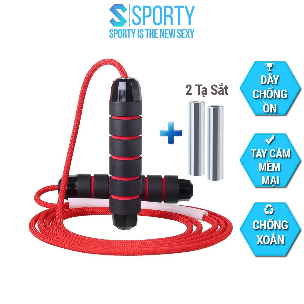 Dây nhảy dây SPORTY TS23 thiết kế mới kèm thêm tạ sắt theo sở thích, lõi dây thép 6mm, tay nắm có vân êm ái thoáng khí