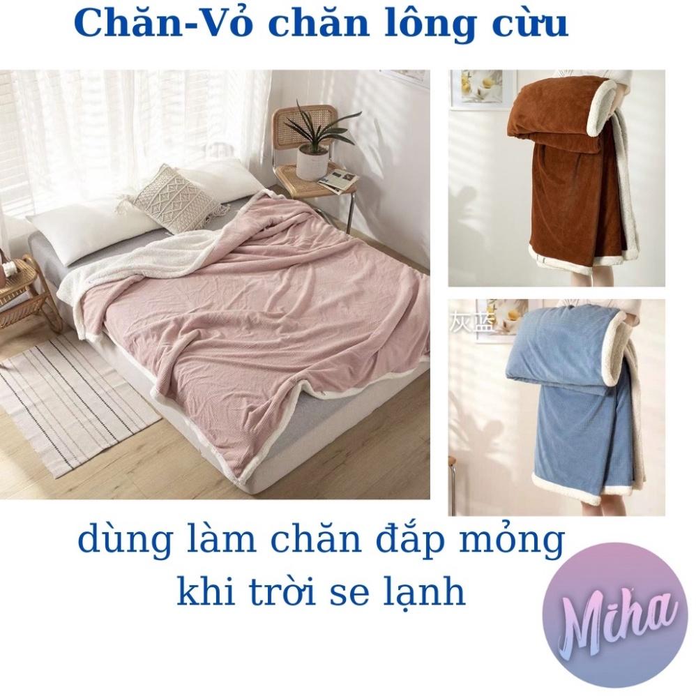 Chăn lông cừu,Vỏ chăn lông cừu Miha Bedding cao cấp có khóa kéo để lồng ruột 2mx2m3 ( nhiều mầu sắc)