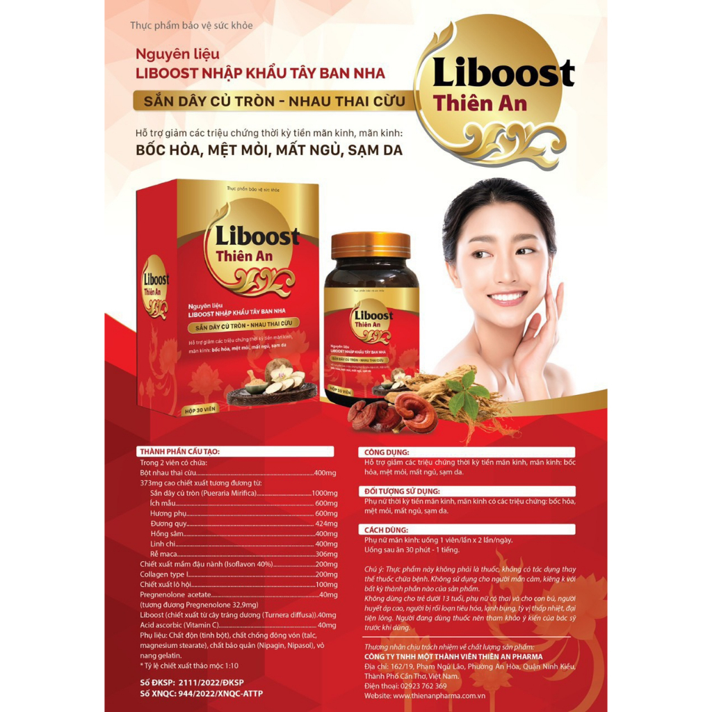 Viên Uống Tiền Mãn Kinh Liboost Thiên An - Bổ Sung Nội Tiết Tố Nữ Giúp Làm Đẹp Da Chống Lão Hóa