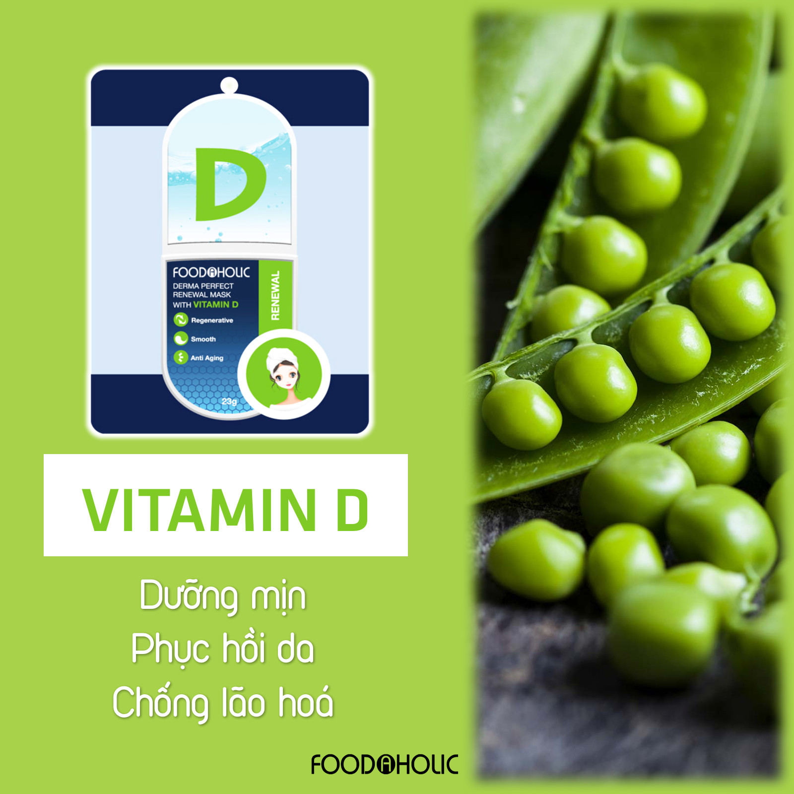 Combo 10 mặt nạ Vitamin dành cho da mụn (Vitamin B,D,E,K) 3D Foodaholic Essential 23g