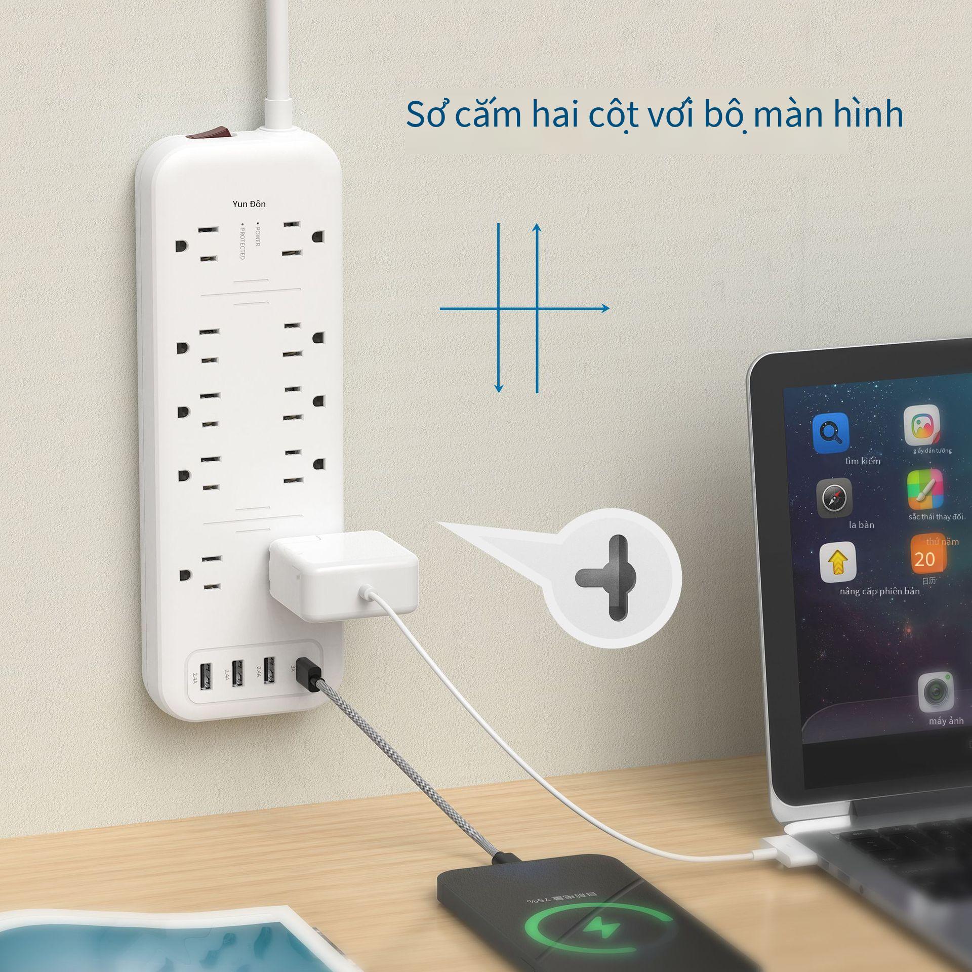 Giao hàng nhanh Mỹ mới cắm hộ gia đình USB công tắc ổ cắm điện chống sét đa năng bảng mạch cắm bảng