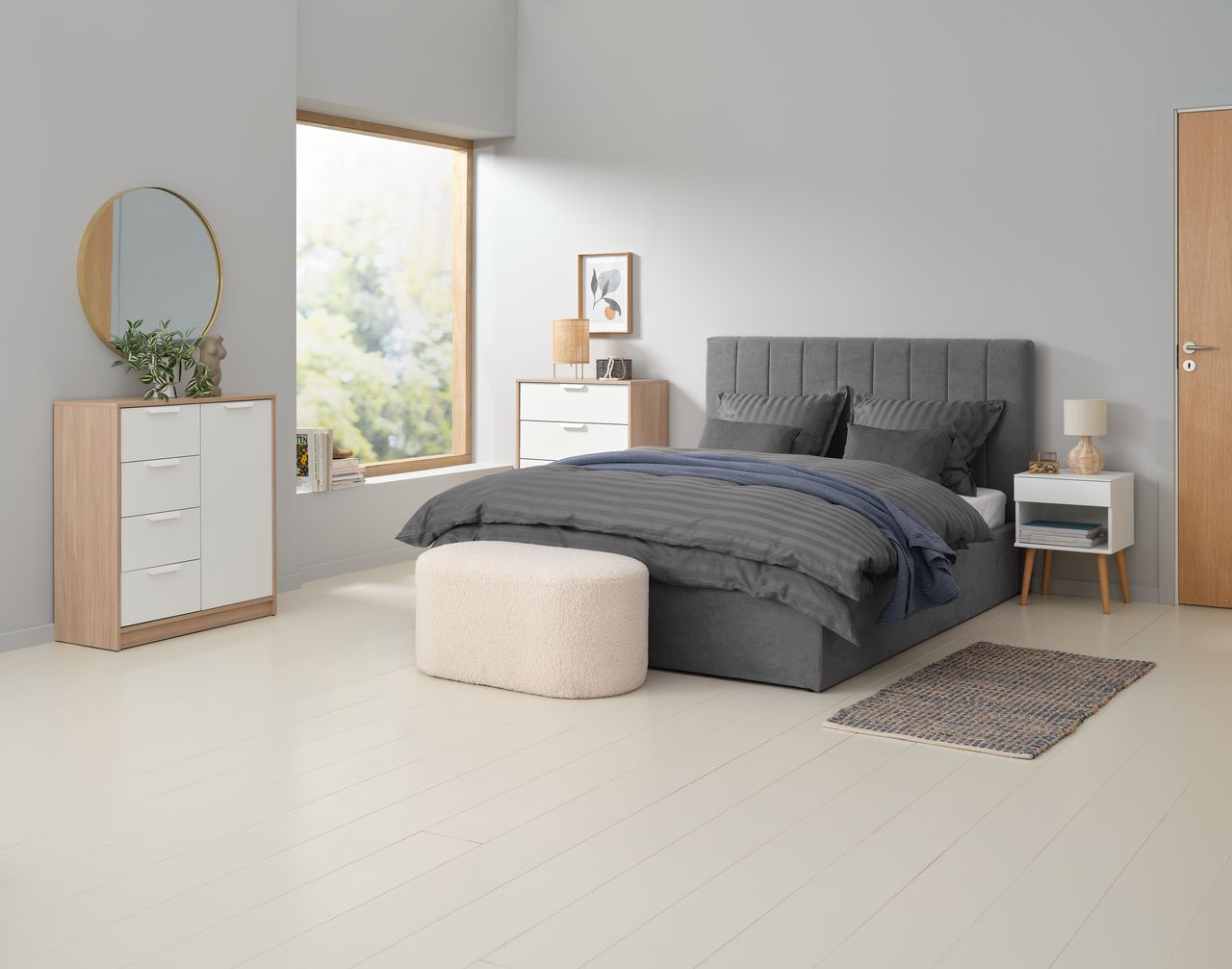 Tủ đầu giường | JYSK Korsvang | gỗ công nghiệp | trắng | R40xS35xC55cm