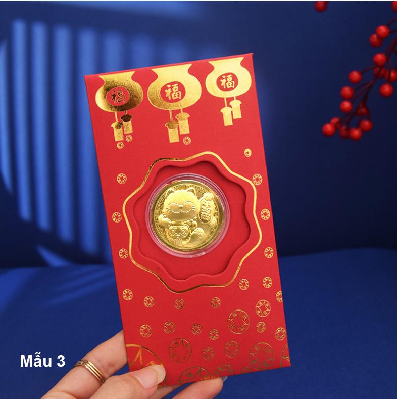Bao lì xì đồng xu vàng hình Con Mèo Đài Loan Tết 2023 - Mẫu 3 - PASA COLLECTION