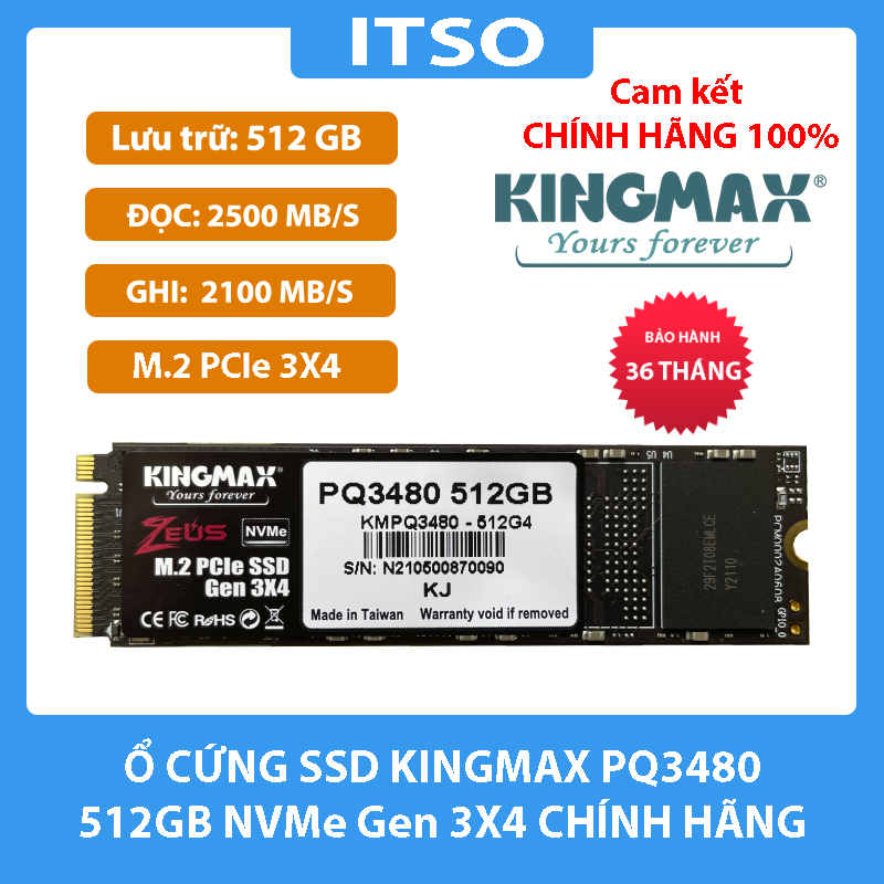 Ổ cứng SSD Kingmax PQ3480 512GB M.2 PCIe Gen 3x4 - Hàng Chính Hãng