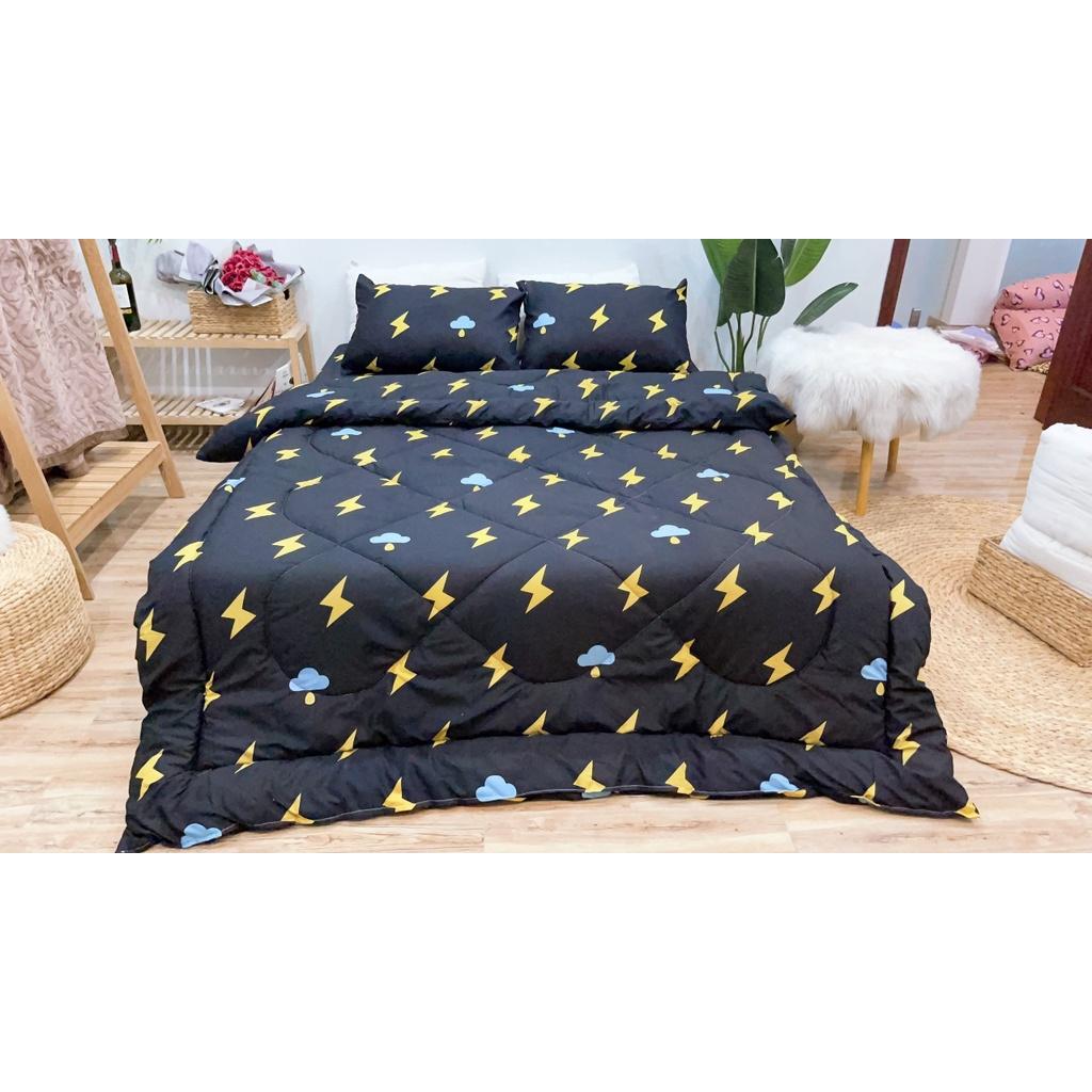 Sét chăn ga bọc đệm cottong poly 5 món nhiều kích thước