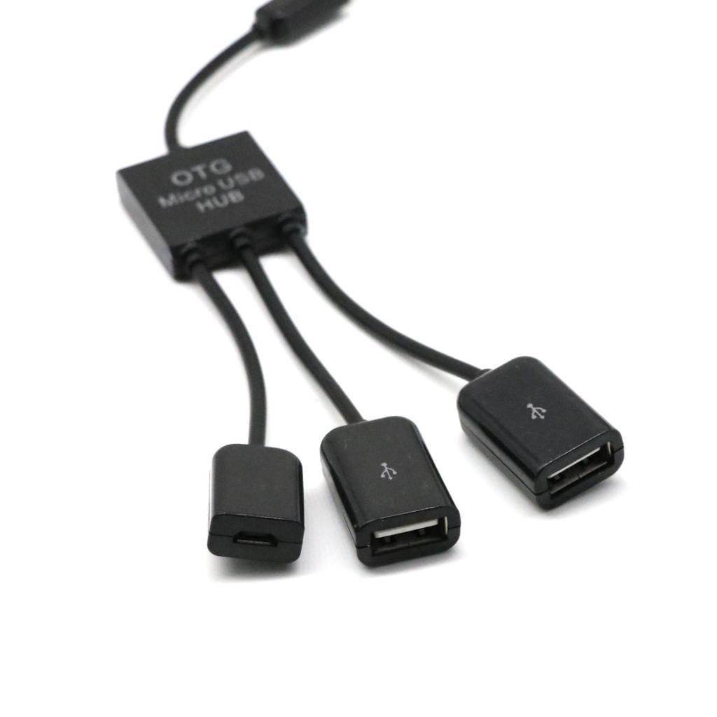 3 in 1 USB 2.0 OTG Cable Adapter, Micro USB Hub USB OTG Extension Adapter+90 degree Left Angle Micro USB 2.0 OTG Host Adapter with USB Power