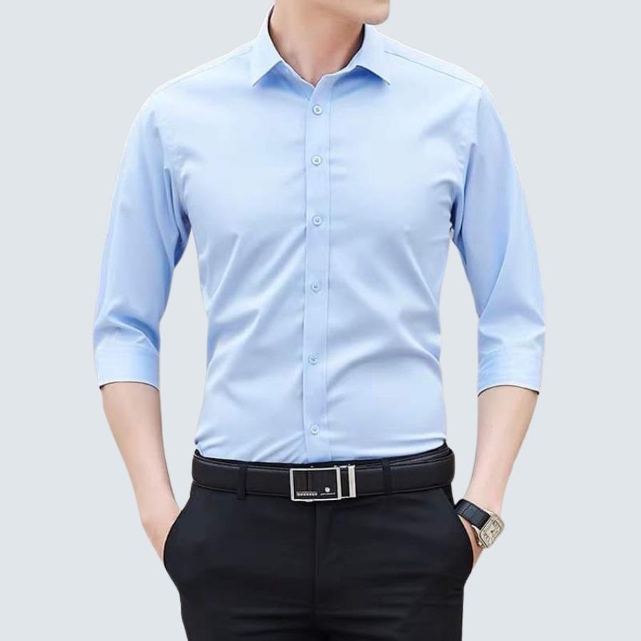 Áo sơ mi nam công sở LUZADO, sơ mi nam trắng đẹp dài tay cao cấp dáng Hàn Quốc chất lụa mịn không nhăn, thấm mồ hôi.