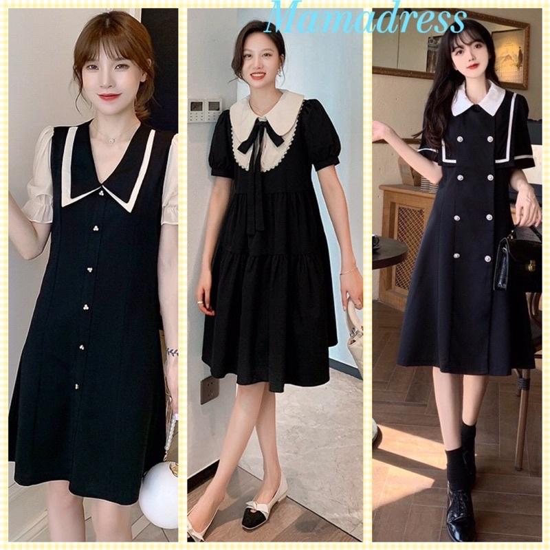 Váy bầu đẹp giá rẻ đầm bầu công sở thiết kế thời trang MAMADRESS dáng suông chất cực mát V06