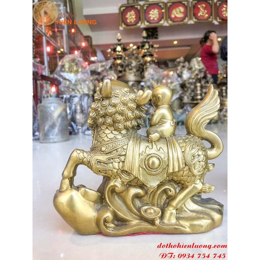 Đôi Kì Lân Đứng Gậy Như Ý Cõng Trẻ