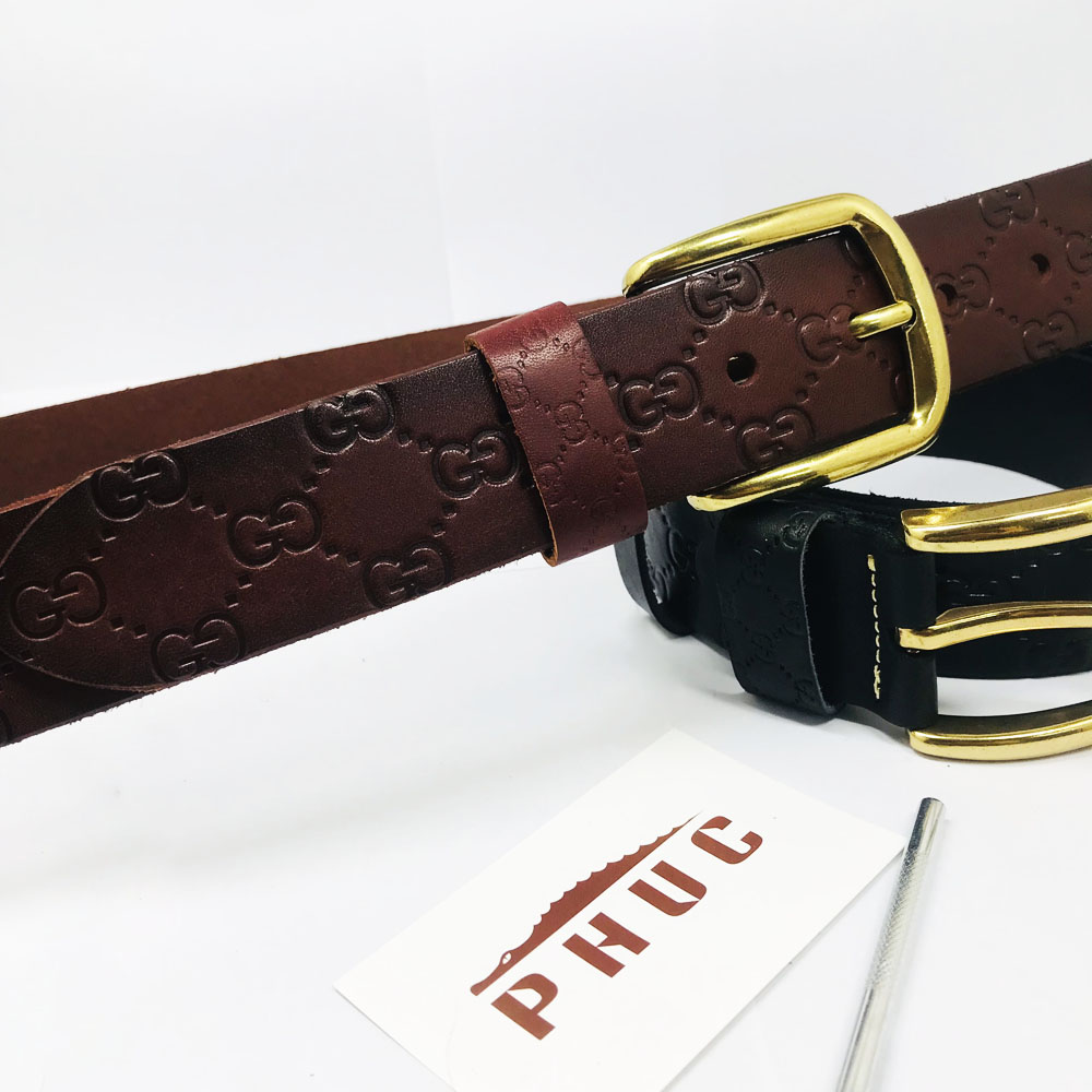 Thắt lưng nam da bò thật nguyên tấm họa tiết cao cấp, bảo hành da 2 năm tặng kèm đinh đục lỗ