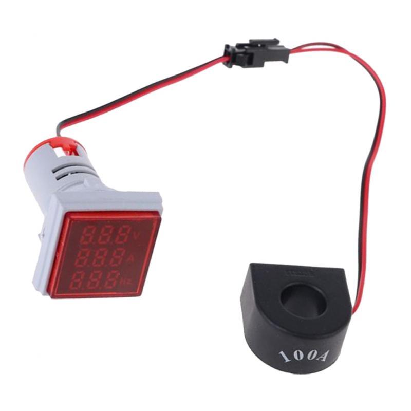 Square LED Digital Hertz Meter Voltage Current Frequency Indicator Red