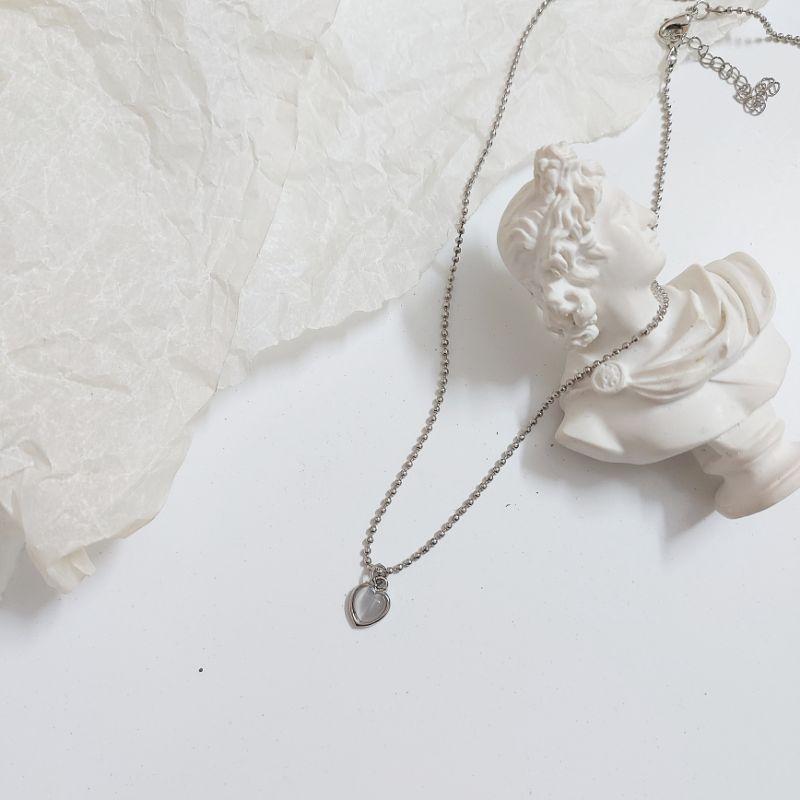 Dây chuyền nữ xích bi tim xám