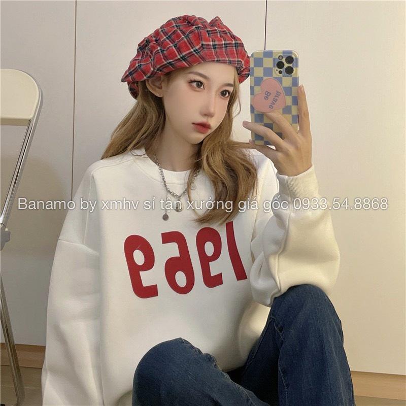 Áo nỉ nữ dài tay in chữ 1969 màu đen trắng thời trang Banamo Fashion 3913