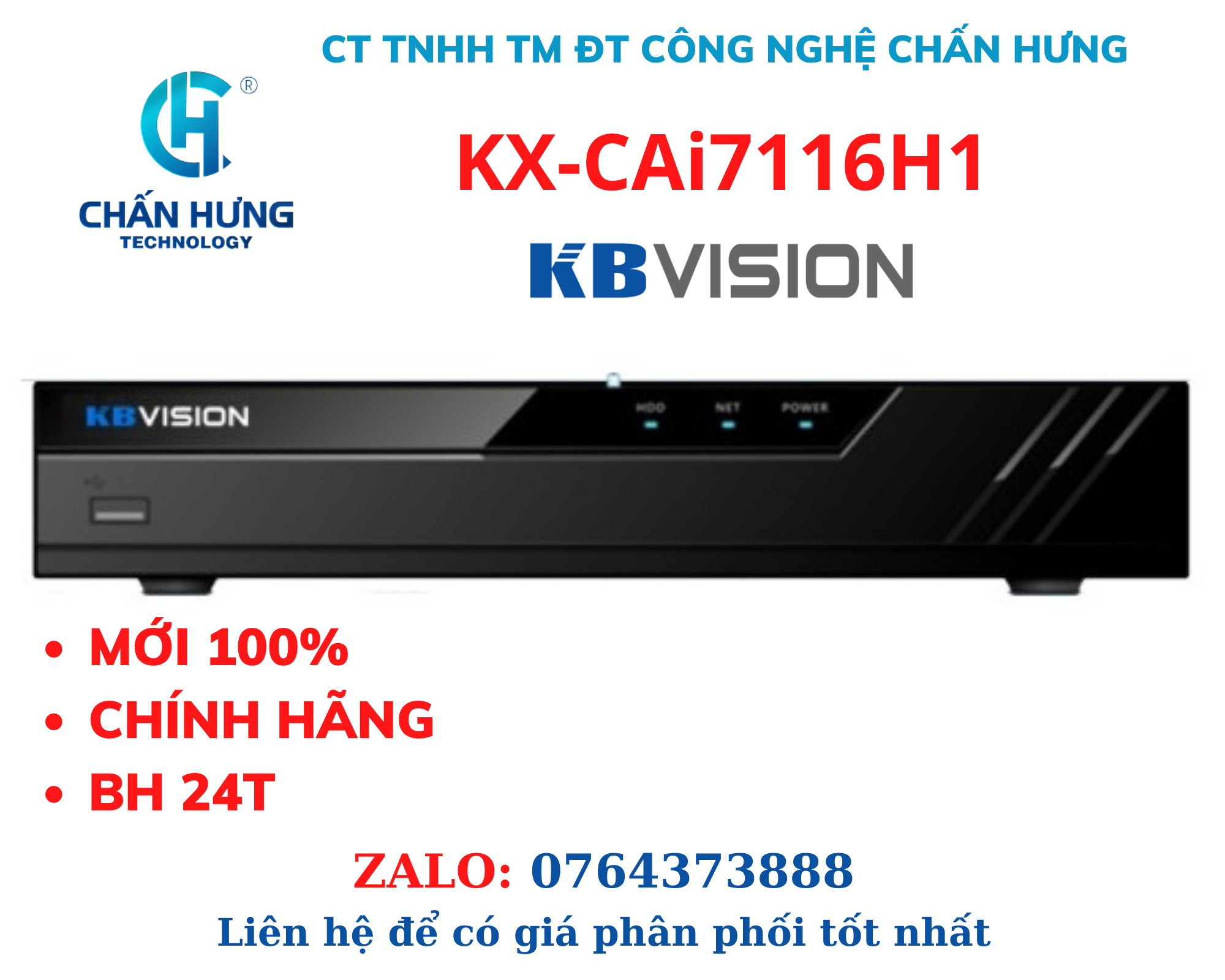 Đầu ghi hình 16 kênh 5 in 1 KBVISION KX-CAi7116H1 - HÀNG CHÍNH HÃNG