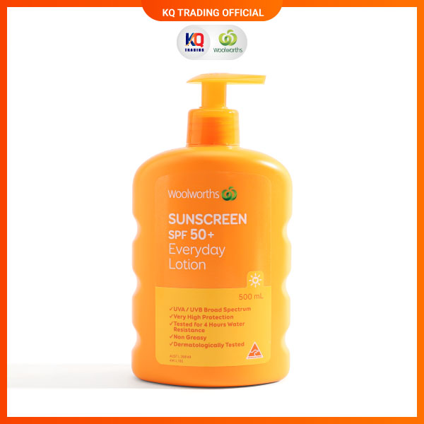 Kem chống nắng phổ rộng Woolworths Sunsreen Every day SPF 50+ 500ml nhập khẩu Australia