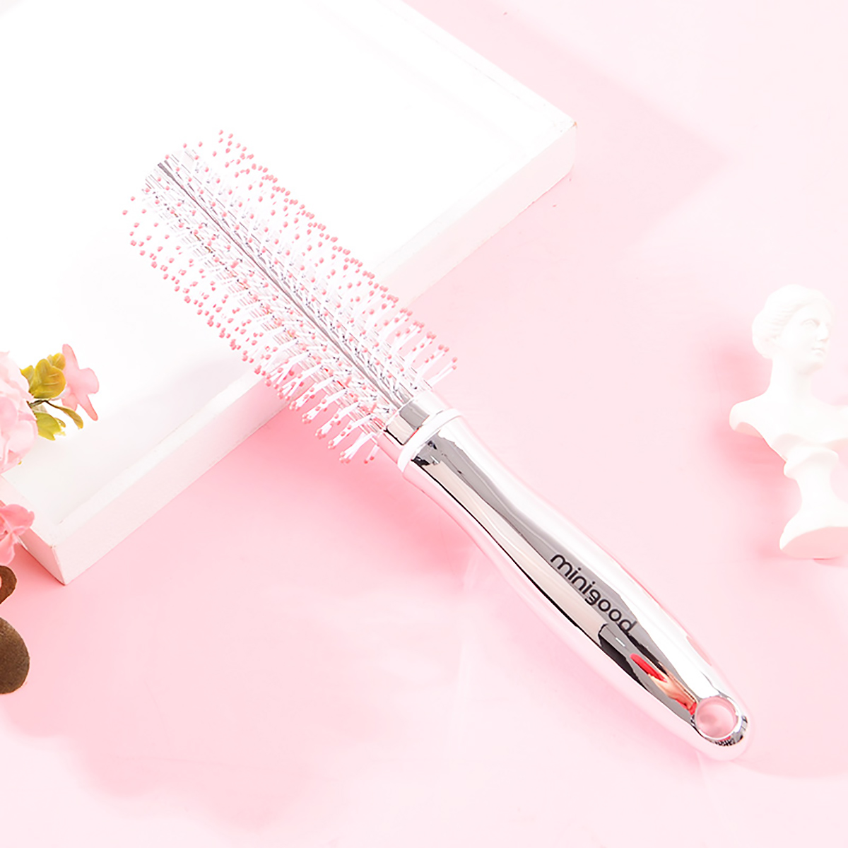 Lược cuốn tráng gương cao cấp kiểu Hàn Quốc MINIGOOD ELECTROPLATED ROUND BRUSH COMB chính hãng dùng để tạo kiểu tóc uốn quăn và tạo sóng tóc - DMCTB185