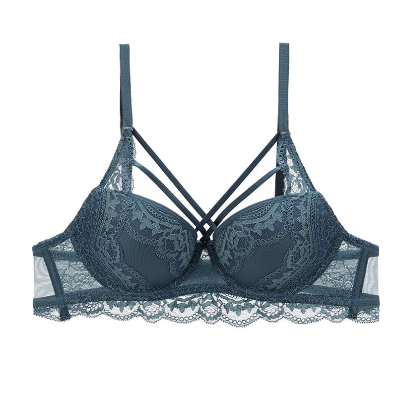 Cổ Điển Băng Đen Push Up Yếm A B C Cup Dày Quần Lót Cotton Sexy Áo Lót Ren Thêu Tập Hợp Phụ Nữ quần Lót Ren