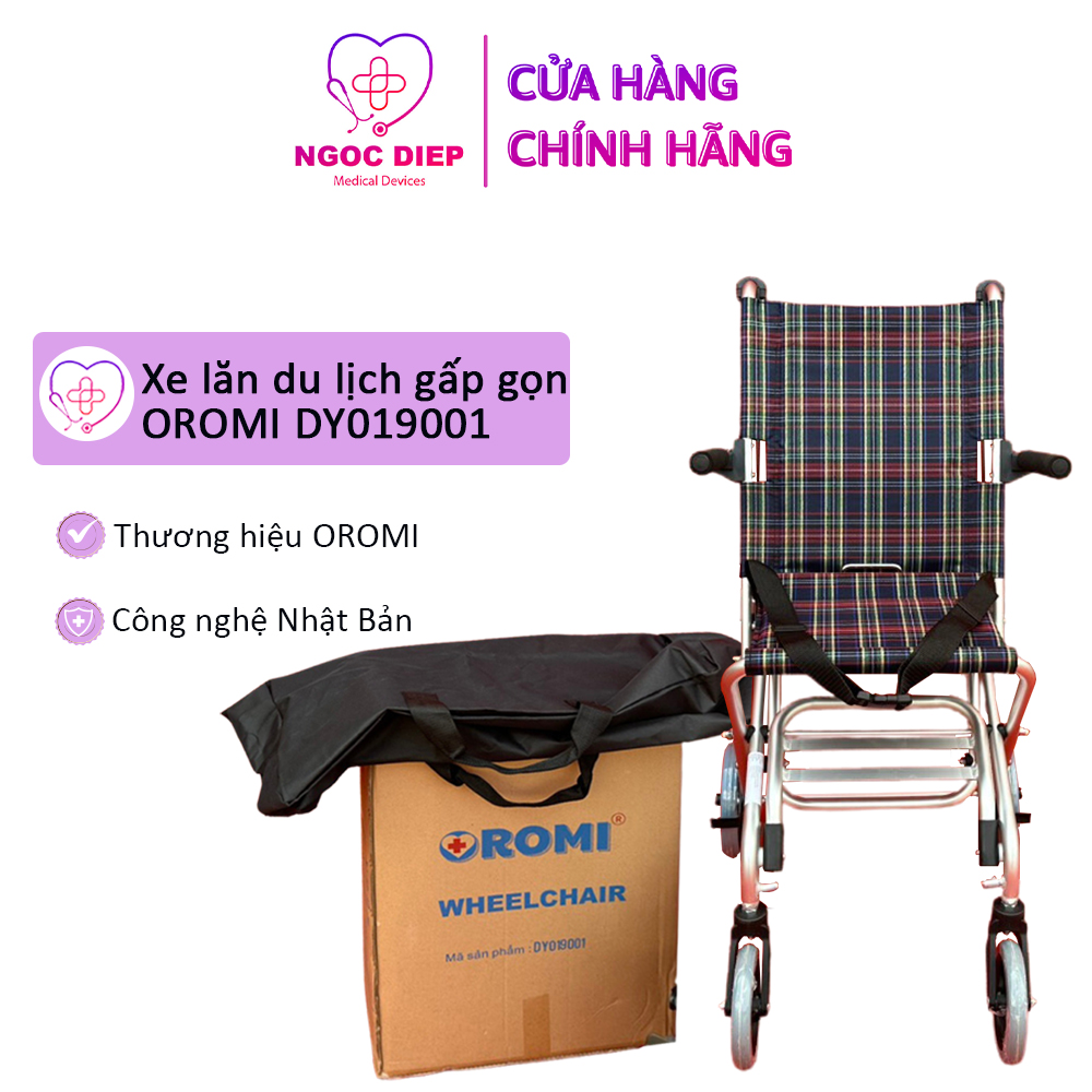 Xe lăn OROMI DY019001 - Xe lăn du lịch khung nhôm siêu nhỏ nhẹ cao cấp, có thể gấp gọn