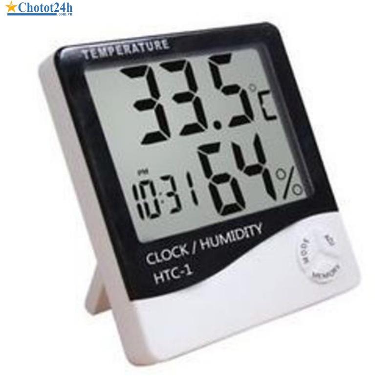 Máy đo nhiệt độ, độ ẩm có đồng hồ, báo thức htc-1, trang trí nhà cửa,văn phòng, bàn làm việc ( tặng kèm pin) SUNHA