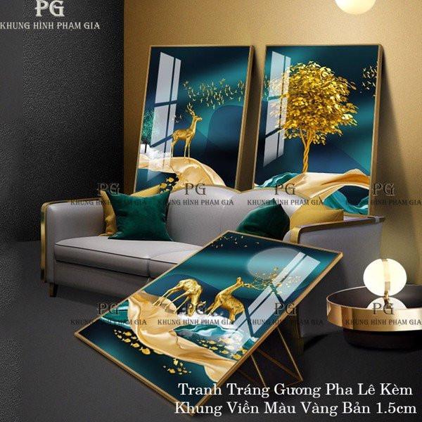 Set 3 Tranh Tráng Gương Pha Lê Decor Tranh Phong Thủy Trang Trí Phòng Khách Sang Trọng Đẳng Cấp Trẻ Trung PGPLTGN60