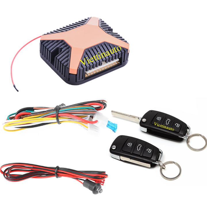 Bộ khóa cửa thông minh khóa điều khiển từ xa đóng mở cửa xe hơi 12V Chìa khóa gấp, Bộ lock cửa xe hơi, Remote đóng mở cửa ô tô từ xa Mẫu VTK-06