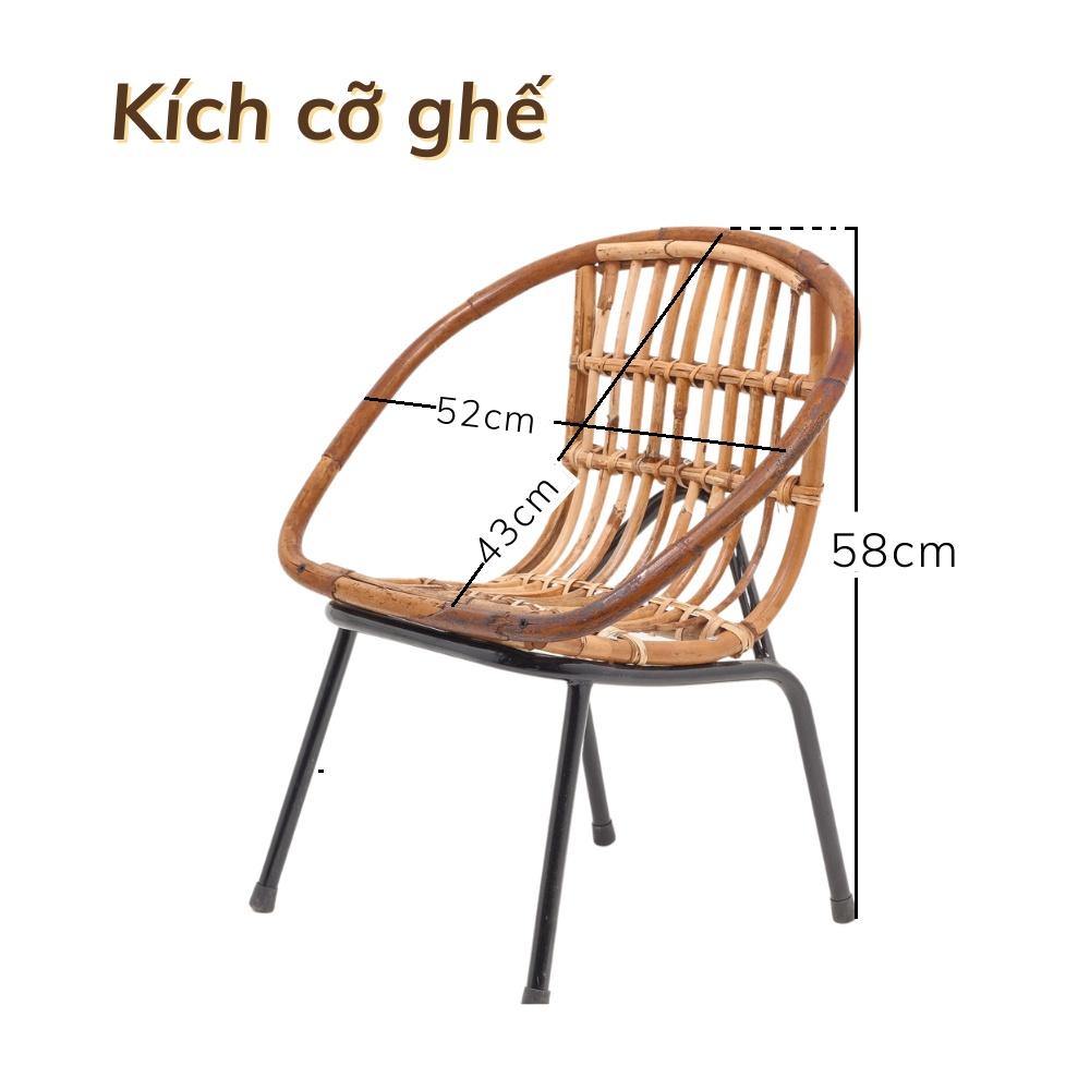 (Combo siêu tiết kiệm) Bộ bàn ghế mây sò chân sắt và bàn gỗ me tây, phù hợp làm quán Cafe / ban công gia đình / Homestay