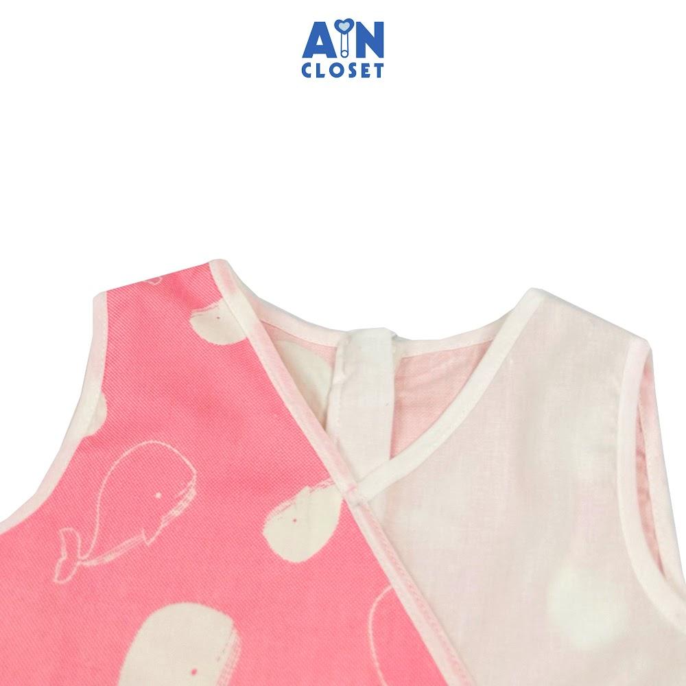 Đầm bé gái họa tiết Cá Voi Trắng nền hồng cotton - AICDBGSOBNRA - AIN Closet