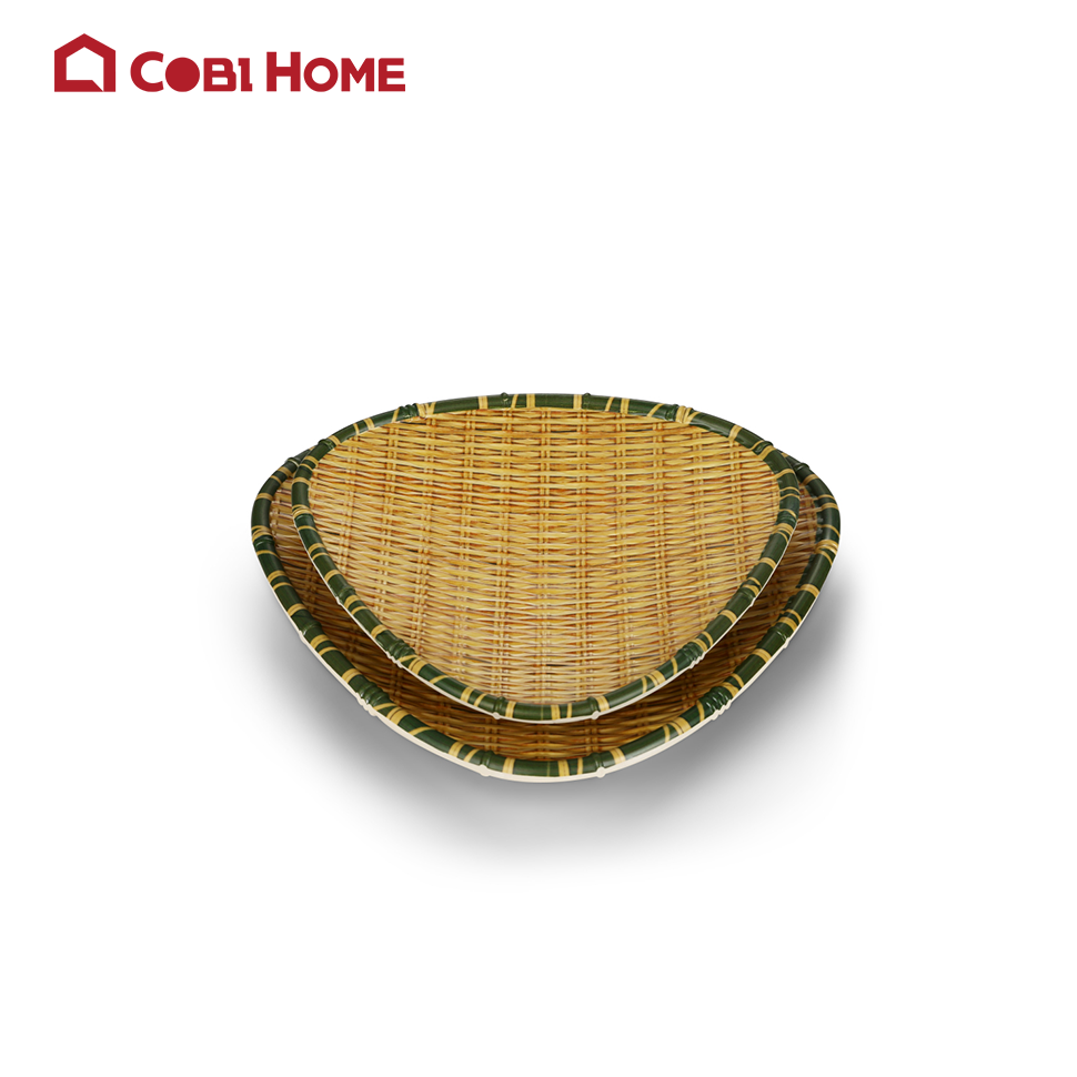 Dĩa nhựa vân mây tre đan bằng melamine cao cấp