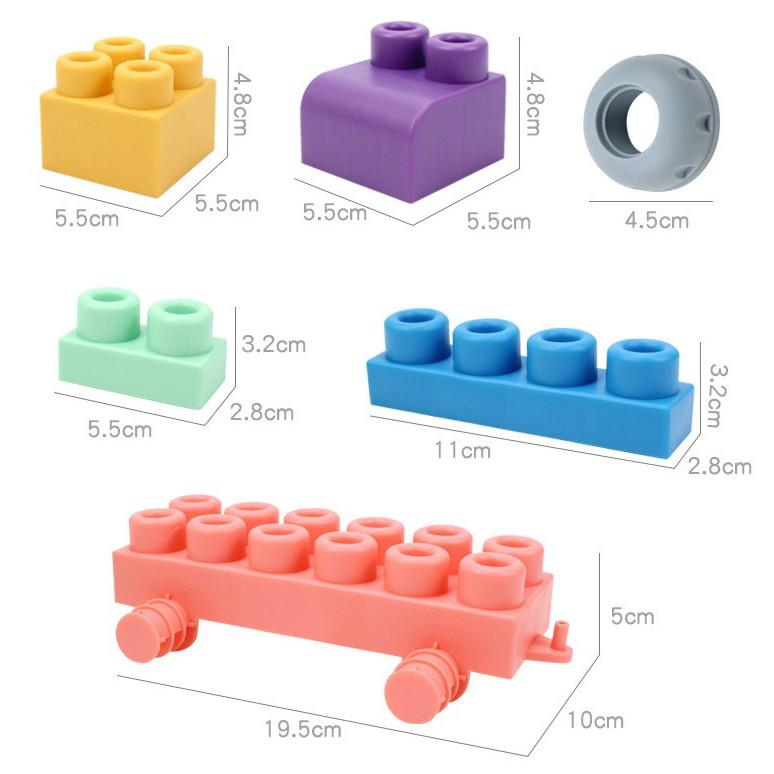 Lắp ghép nhựa dẻo lắp ghép 50 chi tiết kích thước siêu to cho bé nhỏ đồ chơi phát triển tư duy