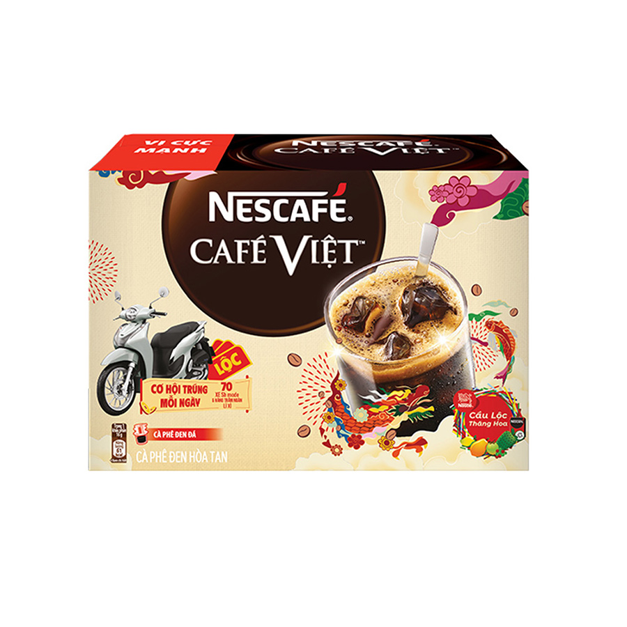 [Cào Trúng Thưởng Tết] Cà Phê Hòa Tan Nescafé Café Việt Đen Đá (Hộp 15 Gói X 16g) - Phiên Bản Tết 2024