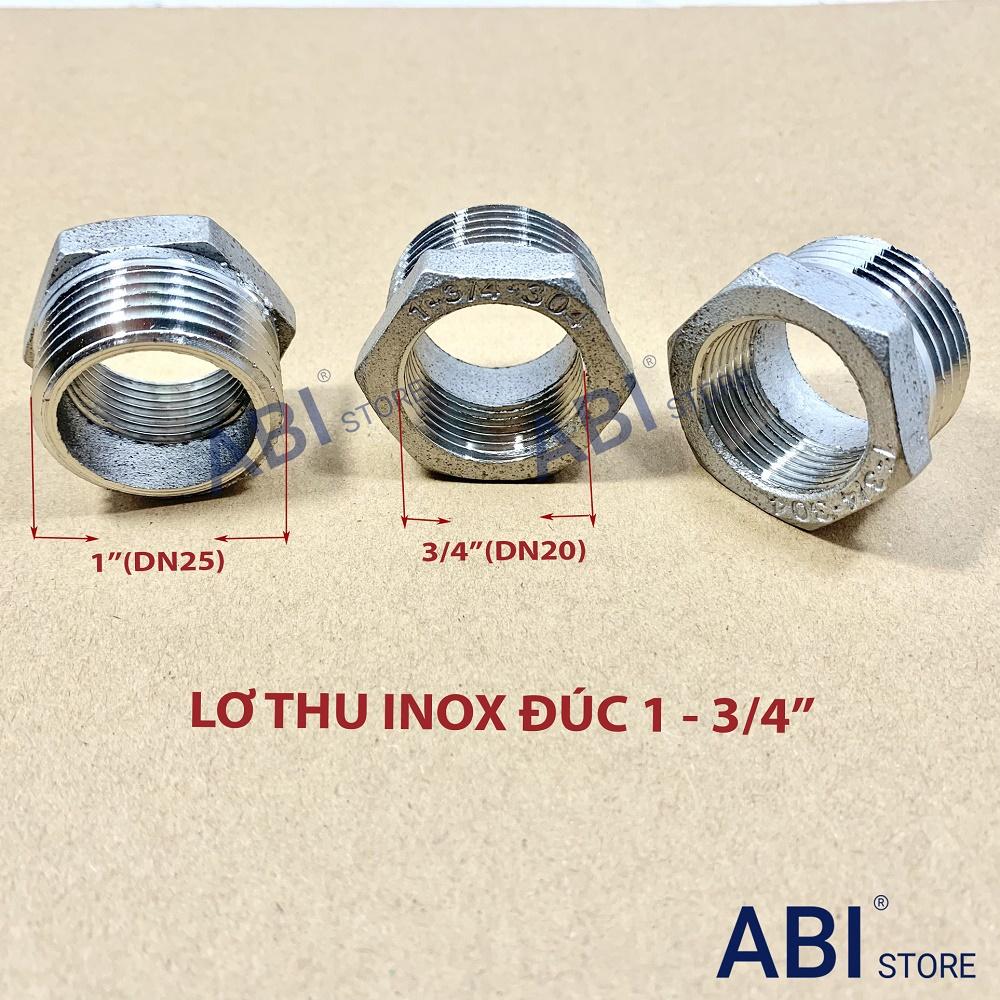 Lơ thu inox ren ngoài 34 về ren trong 27, cà rá thu 1-3/4'' đúc hàng dày đẹp
